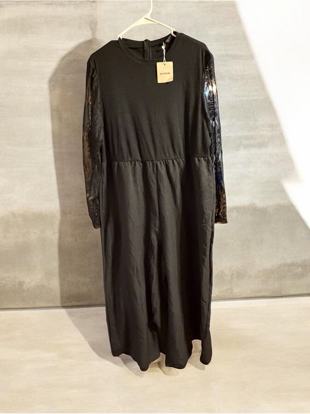 Women’s Black Long Sleeve Jumpsuit with Sequin Sleeves